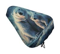 Two Polar Bears Bike Seat Cover for Men Women Water Repellent Exercise Bike Seat Cushion Adjustable Bicycle Seat for Outdoor Biking