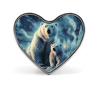 Two Polar Bears Buttons Pin Memorial Boutonniere for Wedding Groom Bride, Customize Lapel Heart Pin for Christmas, Men Women Costume Decorative Fashionable Brooches