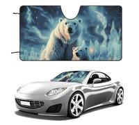Two Polar Bears Car Windshield Sun Shade Keep Car Interior Cool 51"x28" Folding Front Window Sun Shade, Heat Shield for SUV, Truck, Blocks UV
