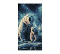 Two Polar Bears Door Cover Spring Summer Hanging Flag Porch Sign Outdoor Seasonal Holiday Yard Decor for Front Door and Porch
