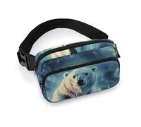 Two Polar Bears Fanny Pack with Multiple Pockets, Personalized Waist Bag with Zipper, Multifunctional Bum Bags for Travel, Belt Bag with Adjustable Strap, Crossbody Bags