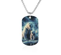Two Polar Bears Necklace Gift for Girlfriend Boyfriend, Long Chain Pendant Custom with Picture, Personalized Necklace Gift for Christmas Anniversary Family Birthday Valentine's Day