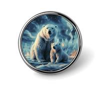 Two Polar Bears Round Badge Cute Enamel Lapel Pin Brooches Button Pin Personalized Clothing Decoration Unisex Badge Holder Hats Bags Shirts Decor