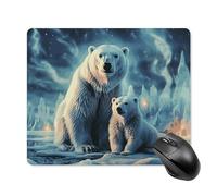 Two Polar Bears Square Mouse Pad Portable Computer Mousepad with Non-Slip Rubber Base 18 * 22cm Ultra-Thin Gaming Mouse Mat for Computer Laptop Office Desk Accessories
