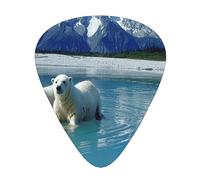 Two polar bears swimming 12 Pack Guitar Picks Plectrums,4 pieces in each of 3 sizes, Suitable for a wide range of stringed instruments