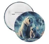 Two Polar Bears Tinplate Badge Personalized Round Brooch Large Craft Button Suitable for Teachers, Nurses, Doctors, Staff, Party Gift Accessories, 12PCS, Plastic, plastics