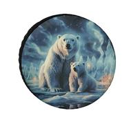 Two Polar Bears Tire Covers Waterproof Anti UV Tire Cover 26inch Single Axle Wheel Covers for RV Truck SUV Trailer Universal for All Seasons