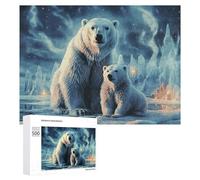 Two Polar Bears Wooden Puzzles for Adults 500 PCS Unique Shape Puzzles Wall Art Home Decor for Puzzle Lovers, Family, Friend Creative Gift Toys