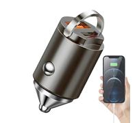 Two Port Car Charger 21g - Quick Charge USB Adapter, Mini Vehicle Charging Accessory | Portable Zinc Alloy Car Charger with Pull Ring Design for Smartphones Tablets Automotive Travel