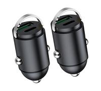 Two-Port Vehicle Power Adapter, 120W | Low-Profile Metal Car Plug with Pull Tab Pack of 2 for Fast Driving on Road Trips