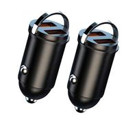 Two-Port Vehicle Power Adapter, 200W | Low-Profile Metal Car Plug with Pull Tab Pack of 2 for Fast Driving on Road Trips