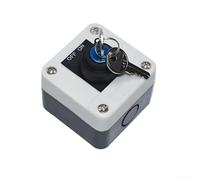 Two-position Key Rotary Switch Box Waterproof Industrial Control Panel 10a 22mm Mounting Red Plastic Housing For Factory Dock Ship Power Plant Railway Construction Site Electrical Equipment Supply(B)
