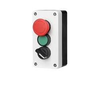 Two Position Rotary Switch Reset Push Button Emergency Stop Box 10A Red Green Waterproof Industrial Control Power NO NC