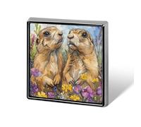 Two Prairie Dogs Lapel Pin Brooches Square Fashion Brooch Pin Cute Button Badges Alloy Button Pins Enamel Pins Metal Pinback for Hat Shirt Clothing Bags