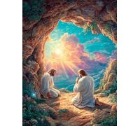 Two Prayers in Magical Cave 300 Pc DIY Jigsaw Puzzle Magical Accompany Fairy Tale Puzzles for Adults Teens Hard Challenging Team Building Stress Reducing Autumn Rigid Cardboard 300 PCS