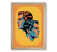 Two Profiles in Pop Pop Art Framed Wall Art Print A4 (29.7×21cm) Oak, Wall Decor for Living Room, Bedroom, Office & Home, Ready to Hang, Art Gift