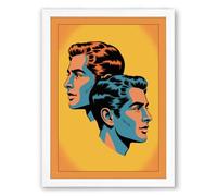 Two Profiles in Pop Pop Art Framed Wall Art Print A4 (29.7×21cm) White, Wall Decor for Living Room, Bedroom, Office & Home, Ready to Hang, Art Gift