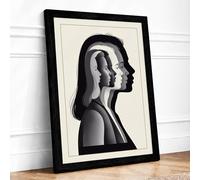 Two Profiles in Silence Minimalist Framed Wall Art Print A4 (29.7×21cm) Black, Wall Decor for Living Room, Bedroom, Office & Home, Ready to Hang, Art Gift