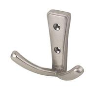 Two Prong Robe Hook - Modern Design - Satin Nickel - Door and Wall Mountable - Single - Fixings Included - Decohooks