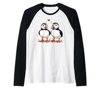 Two Puffins in Love Raglan Baseball Tee