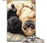 Two Pugs Jigsaw Puzzles for Adults Teenagers Jigsaws Puzzle, Family Activity Fun at Home Activities, Birthday Present,Travel Gifts (size 26x38cm)