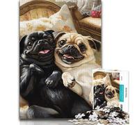 Two Pugs Jigsaw Puzzles for Teenagers 1000 Jigsaws,Challenging To Complete But Fun And Humorous Birthday Present,Gifts,Wall Art (38x26cm)