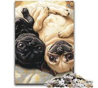 Two Pugs JigsawPuzzle 1000 Pieces for Adults,Family Game Stress Reliever Difficult Challenge Secret Santa Gifts (38x52cm)