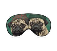 Two Pugs Wearing Hats Sleep Mask Eye Masks for Sleep Sleeping Mask Sleep Masks for Women Men Sleep Mask Blackout Adjustable Sleep Mask Travel Eye Mask Side Sleeper Eye Mask
