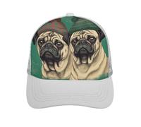 Two Pugs Wearing Hats Trucker Hat Baseball Cap Hat Golf Hat Running Hat Fishing Hat Gym Hat Workout Hat Fender Hat, Gray-style, One size