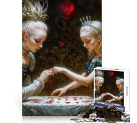 Two Queens And Hearts, Alice in Wonderland Inspired 1000 Piece Jigsaw Puzzles for Adults Jigsaw Mind Training Gentle Pastime Laser Cut Meaningful Gift (38x26cm)