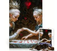 Two Queens And Hearts, Alice in Wonderland Inspired Teenagers Puzzles 1000 Piece Jigsaws Sharp Recall Serene Activity Uniform Cut Joyful Xmas (50x75cm)
