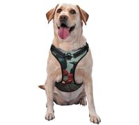 Two Ravens Red Flowers Dark Fantasy Gothic No Pull Dog Harness Adjustable Reflective Oxford Easy Control Medium Large Dog Harness