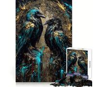 Two Ravens with Golden Astrological Circle 1000 Piece Jigsaw Puzzle for Adults Focus Training Quiet Enjoyment Tight Join (38x26cm)
