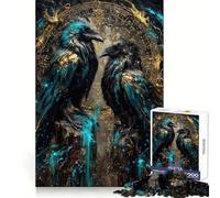 Two Ravens with Golden Astrological Circle 1000 Piece Jigsaws for Adults Puzzle Cognitive Workout Mind Soothing Fun No Rough Edges Best Gift (38x52cm)