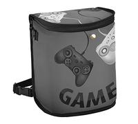 Two Realistic Game Joystick White and Black with a Text Gamer Spill-Proof Car Trash Can with Big Lid, Leakproof Hanging Garbage Storage Bag, Large Auto Bin Waste Basket for Truck Van