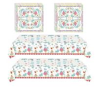Two Rectangular Waterproof Floral Table Covers for Garden Parties and Indoor Dining - A Pack of Two Disposable Plastic Tablecloths for Themed Occasions, Birthday Celebrations and Casual Tea Gatherings