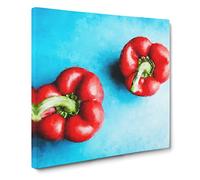 Two Red Bell Peppers Canvas Print | Gallery Wrapped 30mm Frame Wall Art | 14x14 inches | Ready to Hang | Abstract Picture | Living Room Bedroom Lounge Office