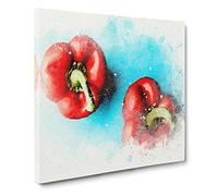 Two Red Bell Peppers Canvas Print | Gallery Wrapped 30mm Frame Wall Art | 14x14 inches | Ready to Hang | Abstract Picture | Living Room Bedroom Lounge Office