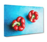 Two Red Bell Peppers Canvas Print | Gallery Wrapped 30mm Frame Wall Art | 20x14 inches | Ready to Hang | Abstract Picture | Living Room Bedroom Lounge Office