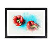 Two Red Bell Peppers in Abstract Framed Print | A2 Black Framed Wall Art | Ready to Hang | Abstract Fantasy Picture | Living Room Bedroom Lounge Office