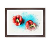 Two Red Bell Peppers in Abstract Framed Print | A2 Walnut Framed Wall Art | Ready to Hang | Abstract Fantasy Picture | Living Room Bedroom Lounge Office