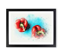 Two Red Bell Peppers In Abstract Modern Art Framed Print | A2 Black Framed Wall Art | Ready to Hang | Abstract Fantasy Picture | Living Room Bedroom Lounge Office