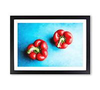 Two Red Bell Peppers Painting Framed Print | A2 Black Framed Wall Art | Ready to Hang | Modern Historical Picture | Living Room Bedroom Lounge Office