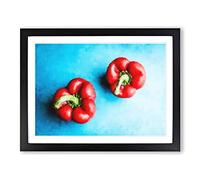 Two Red Bell Peppers Painting Modern Art Framed Print | A4 Black Framed Wall Art | Ready to Hang | Modern Historical Picture | Living Room Bedroom Lounge Office
