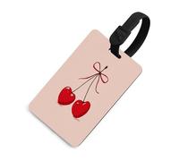Two Red Cherries Hearts Shape Valentines Luggage Tag Travel Bag Suitcase Baggage Name Tags