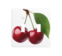 Two Red Cherries with Leaves Double Gang Toggle Light Cover Wall Plate Switch Decor Standard Size - 11.4x11.4cm