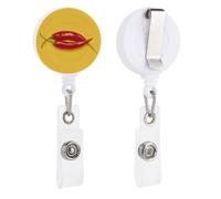 Two Red Chili Peppers in The Shape of Lips Retractable Badge Holder Reel Clip ID Card Holder for Doctor Nurse Student Office Worker