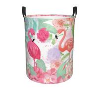 Two Red Flamingos Collapsible Oxford Fabric Laundry Hamper, Waterproof With Handles - Foldable Storage Basket For Bedroom, Bathroom, Kitchen, Nursery, Car & Toys