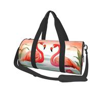 Two Red Flamingos Duffle Bag for Women Men Personal Item Travel Bag Canvas Weekender Overnight Bag Lightweight Sports Tote Gym Bag Carry On Luggage Bag, Black, One Size