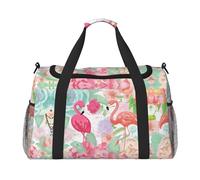 Two Red Flamingos Full Print Travel Duffle Bag with Adjustable Shoulder Strap,Large Capacity Twill Polyester Crossbody Bag for Gym,Weekend Trips Outdoor Activities